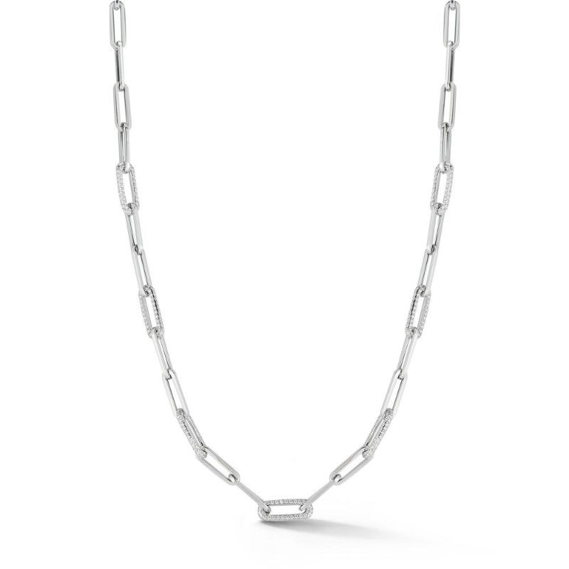 Deutsch Signature Lightweight Paperclip Chain with 7 Diamond Section