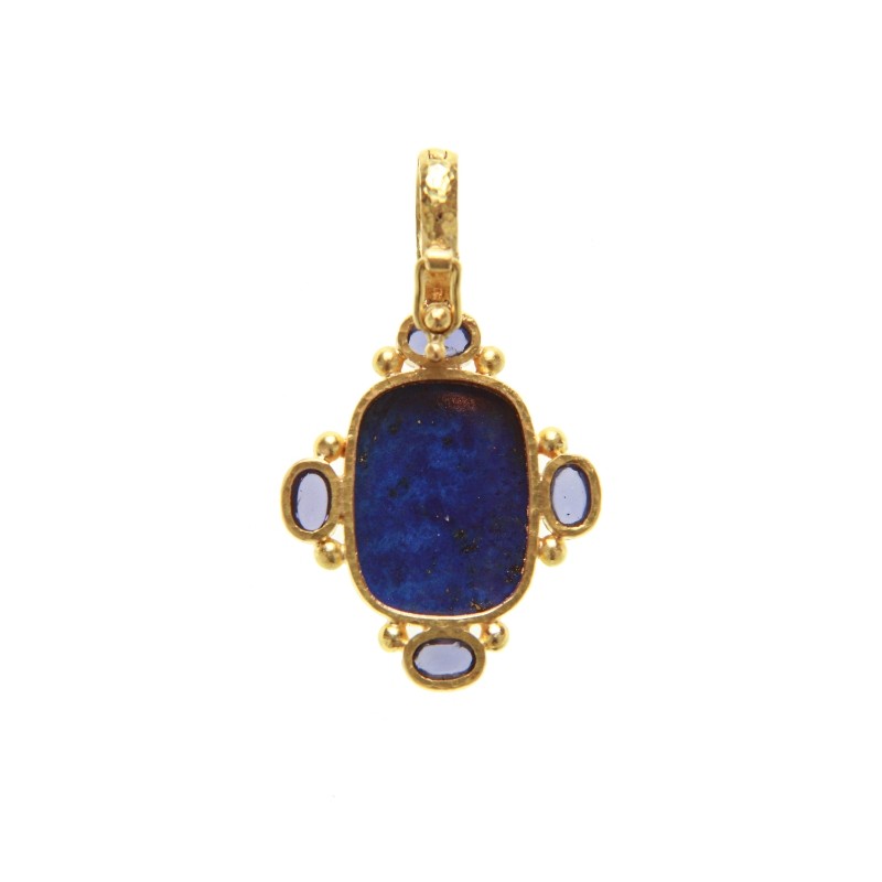 Lapis 'Seated Whippet' and Iolite Pendant
