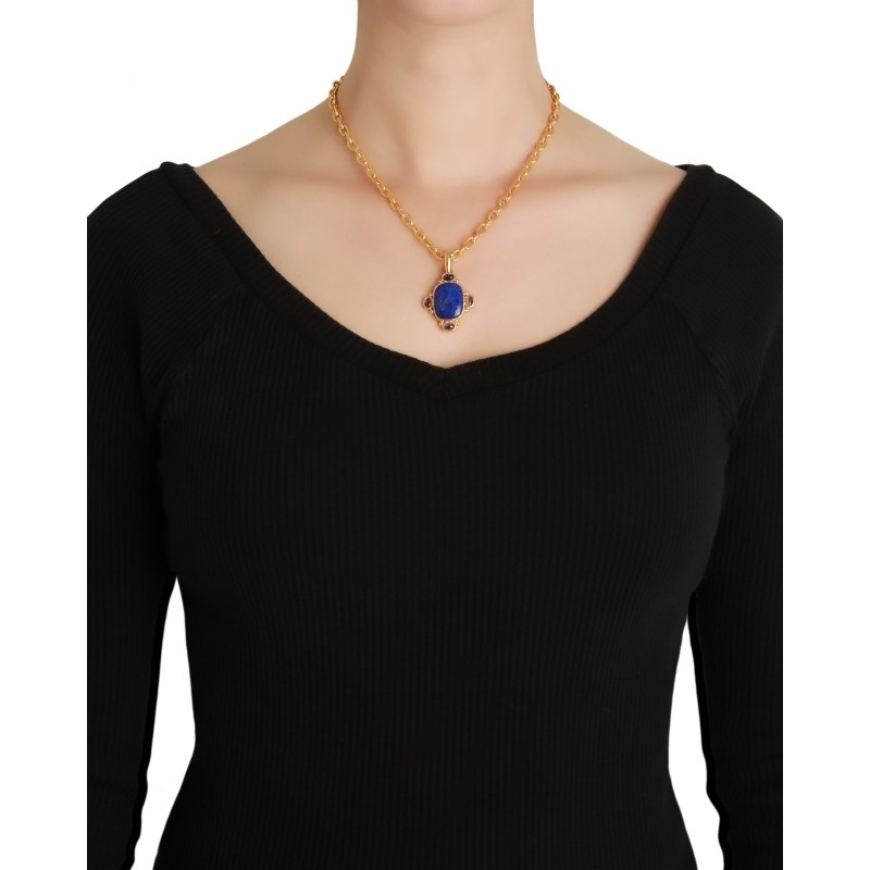 Lapis 'Seated Whippet' and Iolite Pendant