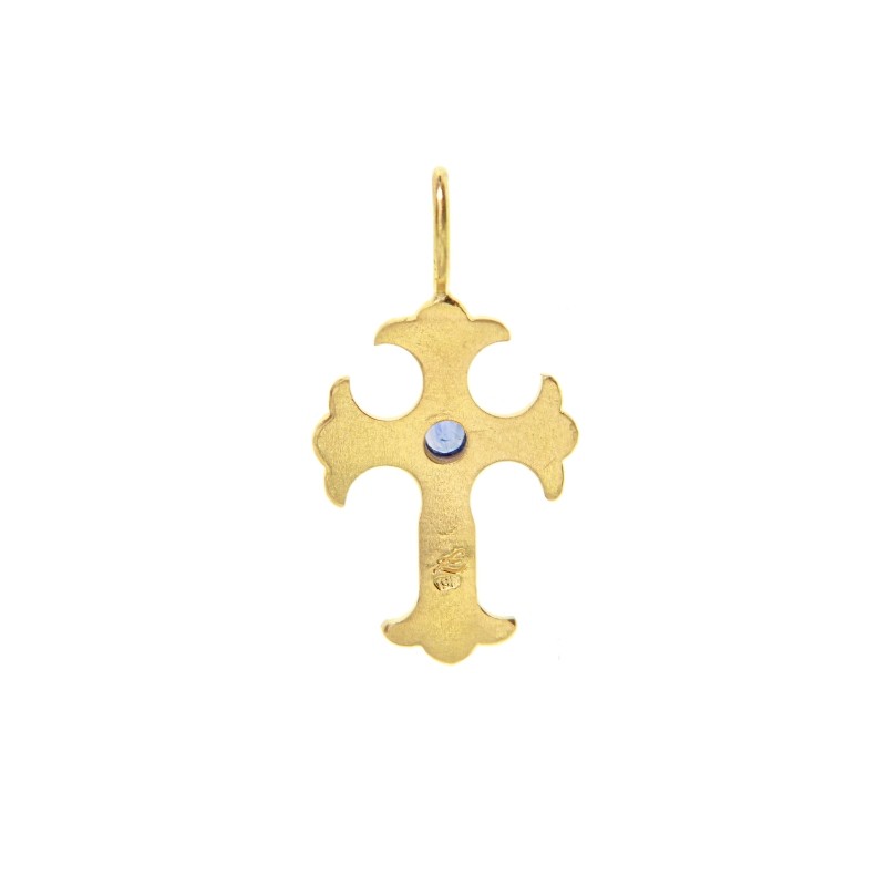 Gothic Blue Sapphire Cross Pendant