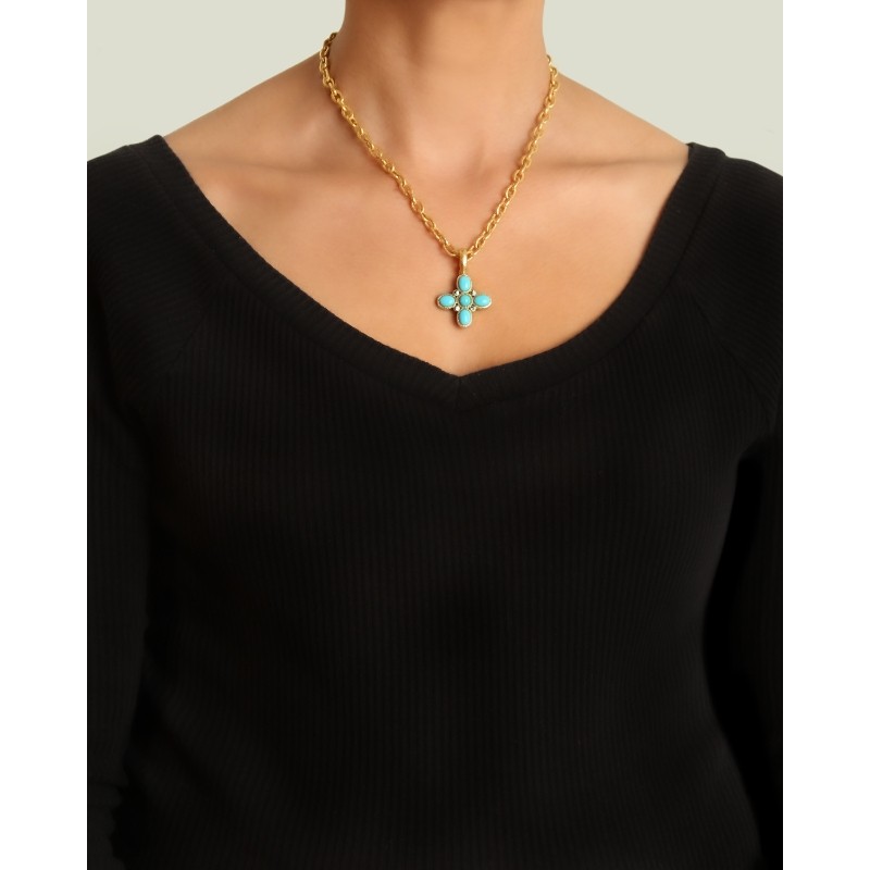 Sleeping Beauty Turquoise 'Clover' Pendant
