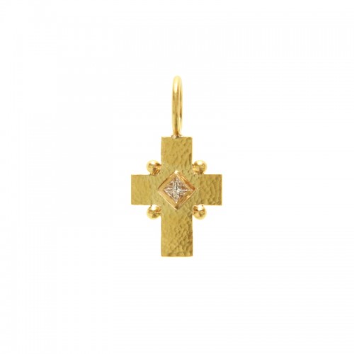 Gold Cross with Diamond Pendant