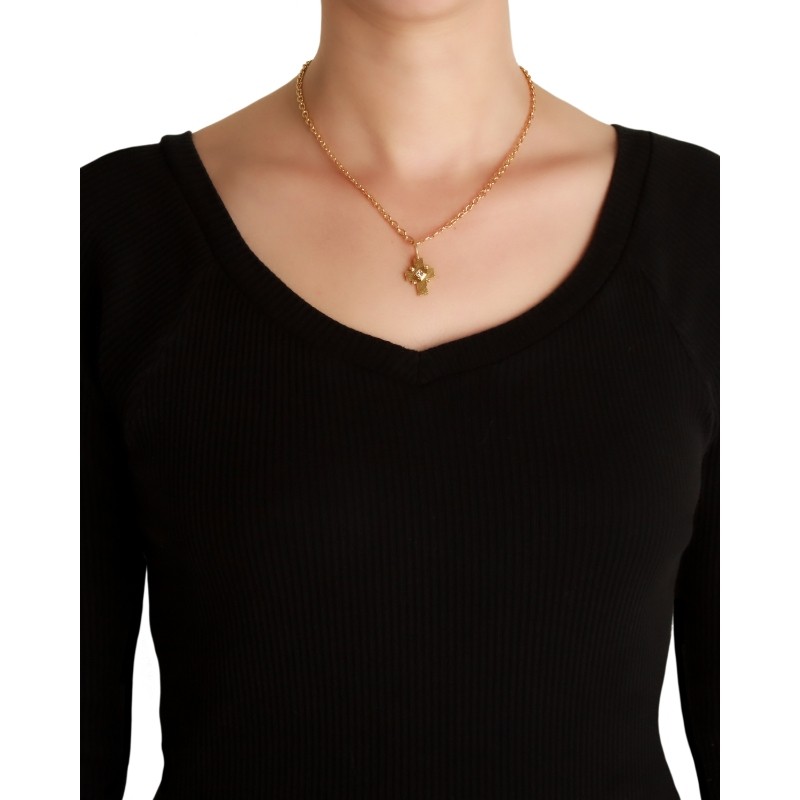 Gold Cross with Diamond Pendant