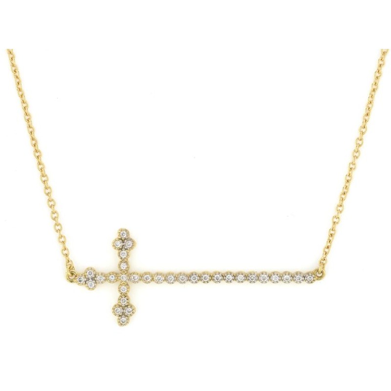 Jude Frances Provence Champagne Delicate Cross Bar Necklace