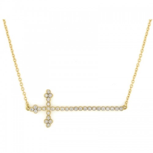 Jude Frances Provence Champagne Delicate Cross Bar Necklace