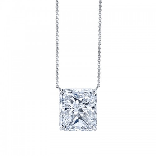 Norman Silverman 8 Carat Radiant Cut Diamond Platinum Pendant