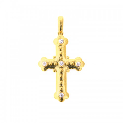 Byzantine Cross with Diamonds Pendant