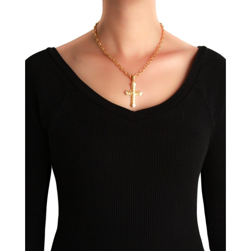 Byzantine Cross with Diamonds Pendant