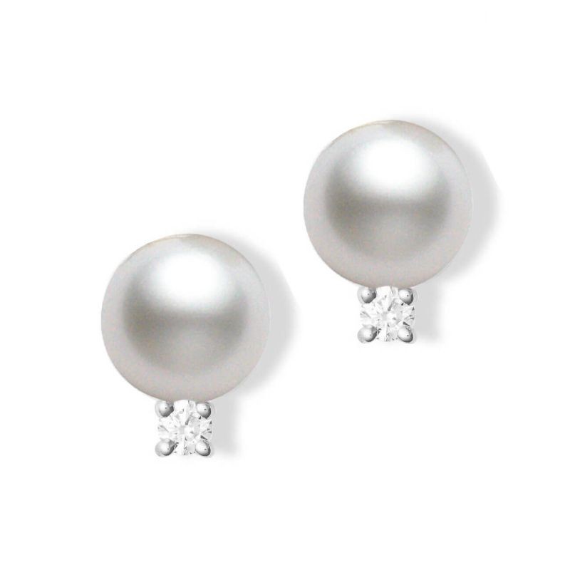 Mikimoto 18K White Gold Rhodium Plated Everyday Essentials Akoya Pearl Earrings