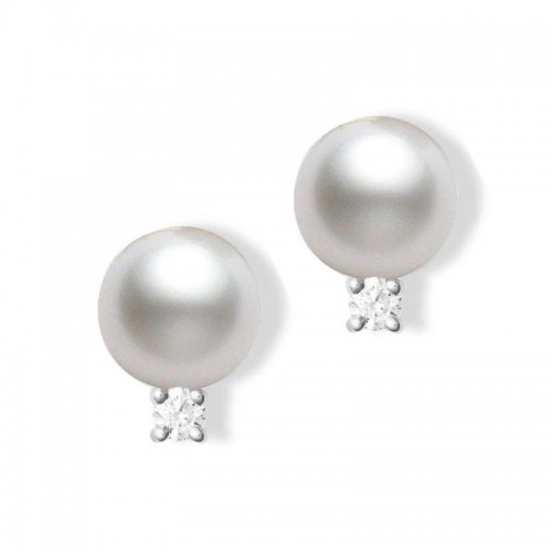 Mikimoto 18K White Gold Rhodium Plated Everyday Essentials Akoya Pearl Earrings