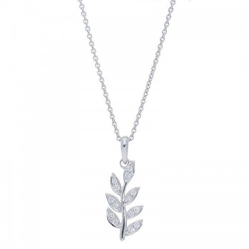 Deutsch Signature Pave Diamond Leaf Pendant