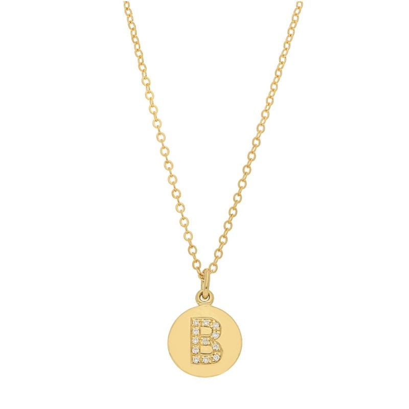 Deutsch Signature Disc Pendant with Pave Diamond Letter