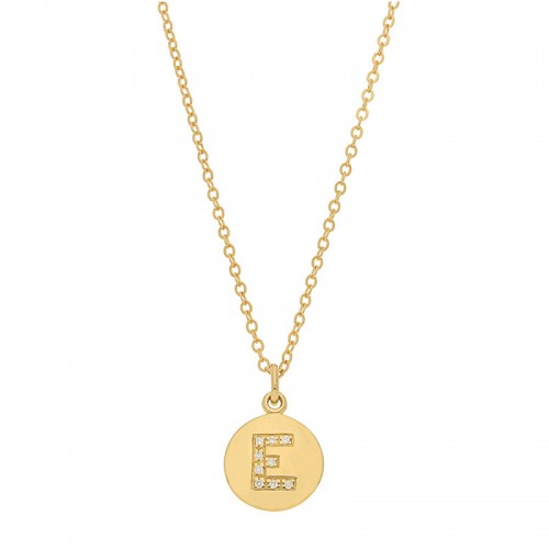 Deutsch Signature Disc Pendant with Pave Diamond Letter