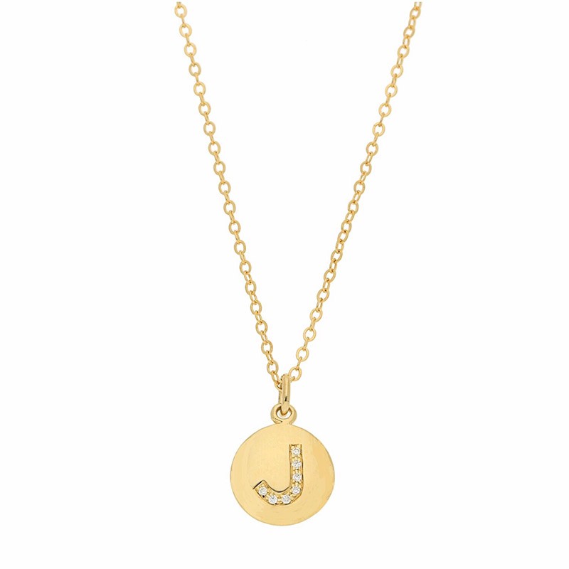 Deutsch Signature Disc Pendant with Pave Diamond Letter