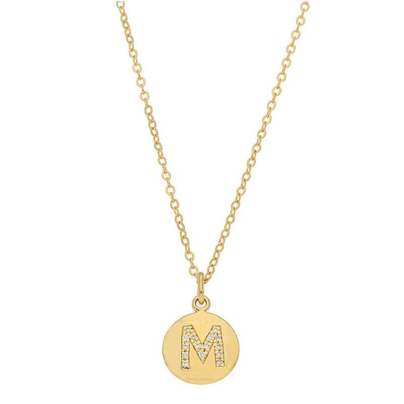 Deutsch Signature Disc Pendant with Pave Diamond Letter