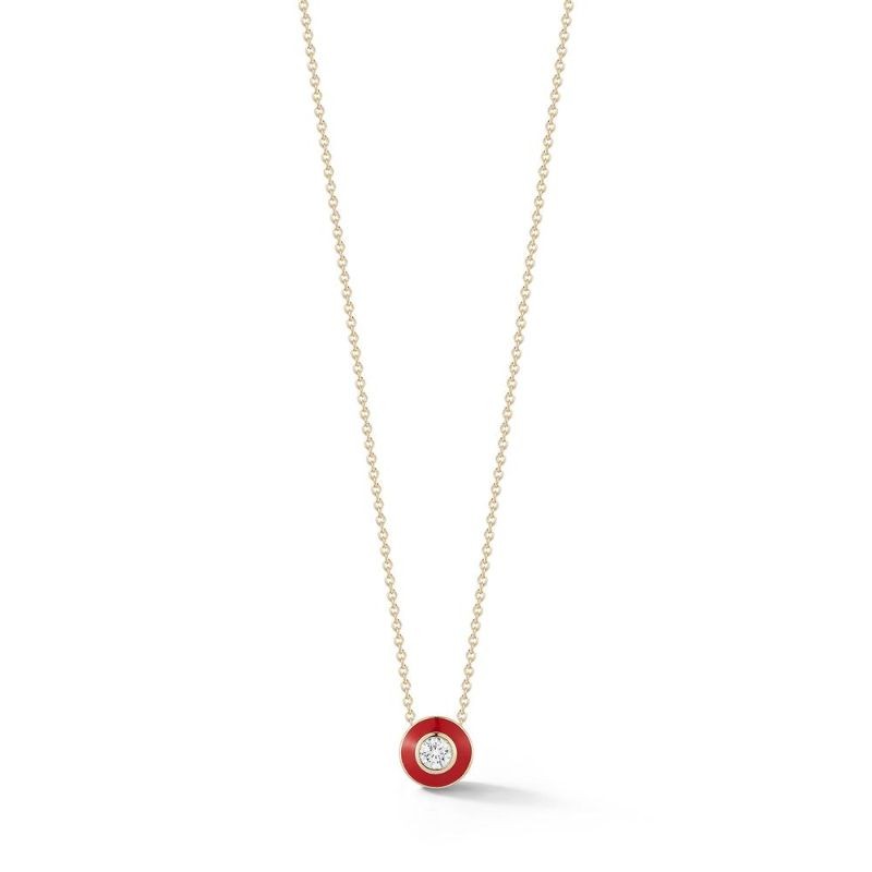 Deutsch Signature Red Enamel with One Diamond Pendant