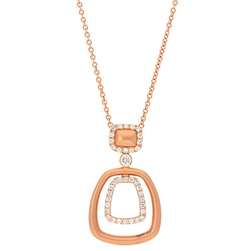 Deutsch Signature Pave Diamond and Satin Gold Drop Pendant