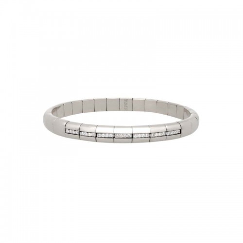 18K White Gold Stretch Bracelet with 7 Diamond Sections