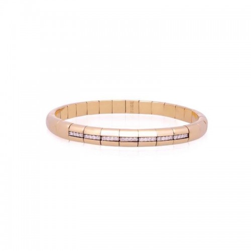 18K Rose Gold Stretch Bracelet with 7 Diamond Sections