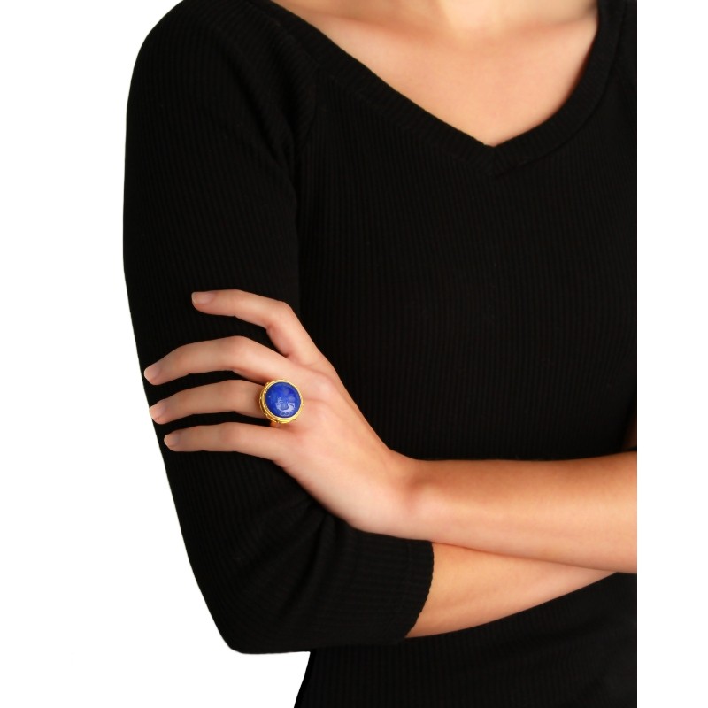 Round Lapis 'Queen Bee' Ring
