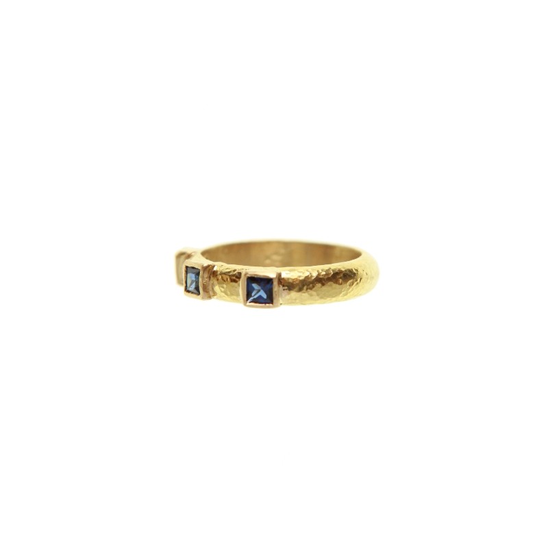 Blue Sapphire Square Stack Ring