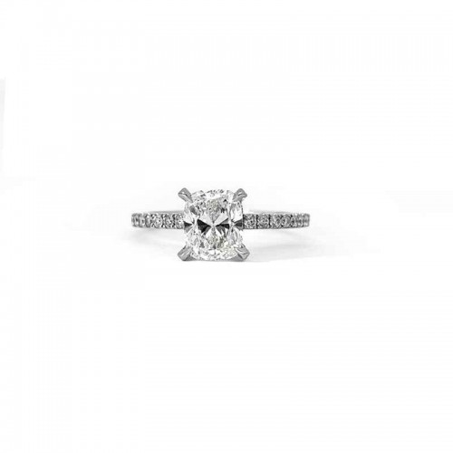 18K White Gold Diamond Halfway Shank Ring