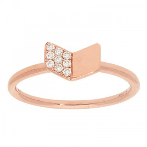 Deutsch Signature Diamond Pave and High Polished Chevron Shape  Ring
