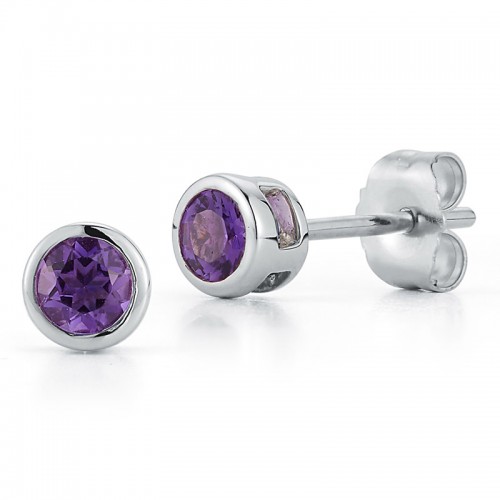 Deutsch Signature Bezel Amethyst Stud Earrings