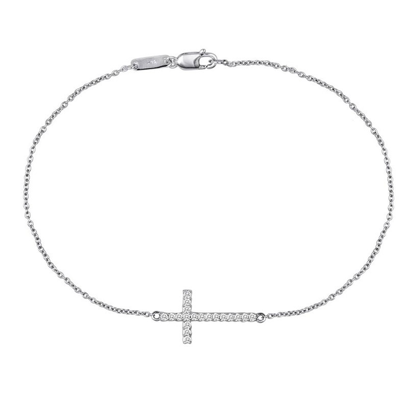 Deutsch Signature Sideways Diamond Cross Bracelet