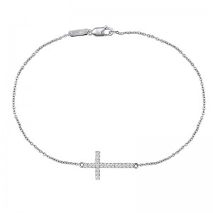 Deutsch Signature Sideways Diamond Cross Bracelet