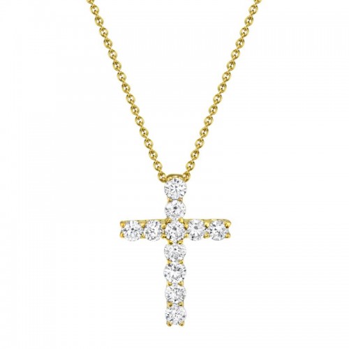 Deutsch Signature 0.32Ct Round Diamond Cross Pendant Necklace