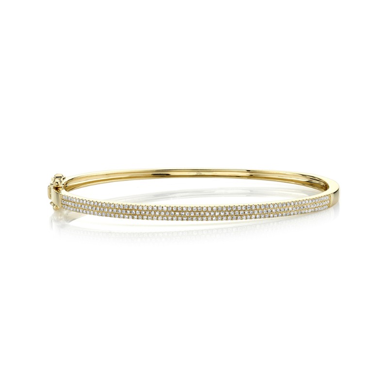 Deutsch Signature 0.52Ct Round Diamond 3 Row Pave Top Bangle Bracelet