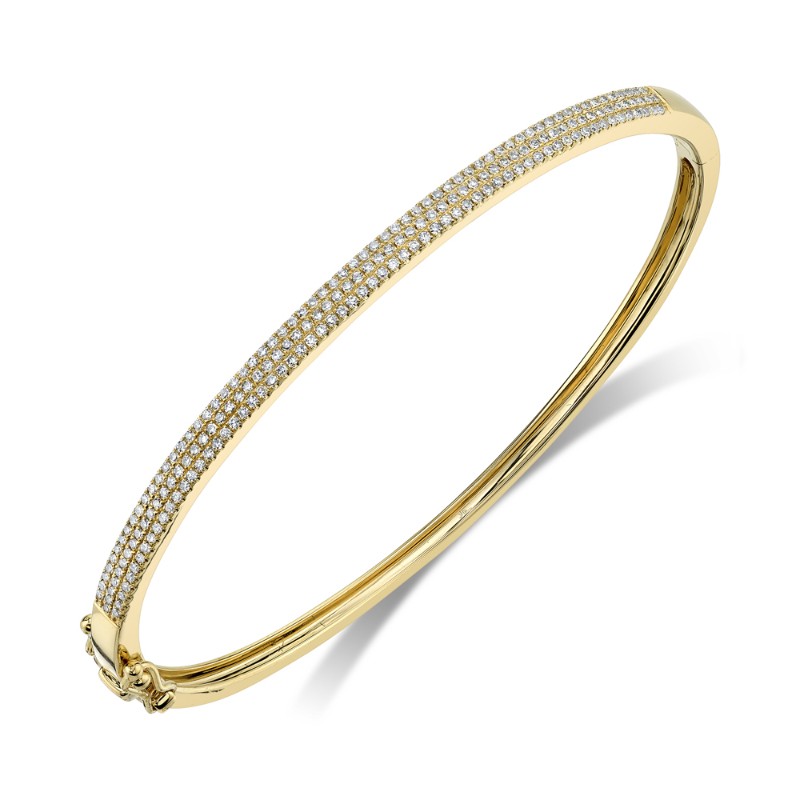 Deutsch Signature 0.52Ct Round Diamond 3 Row Pave Top Bangle Bracelet