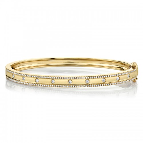 Deutsch Signature 0.62Ct Round Diamond Center With Pave Edges Top Bangle Bracelet