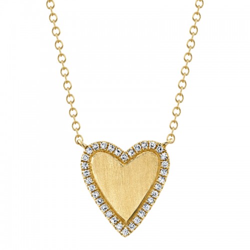 Deutsch Signature 0.09Ct Round Diamond Pave Halo Heart Shape Pendant Necklace