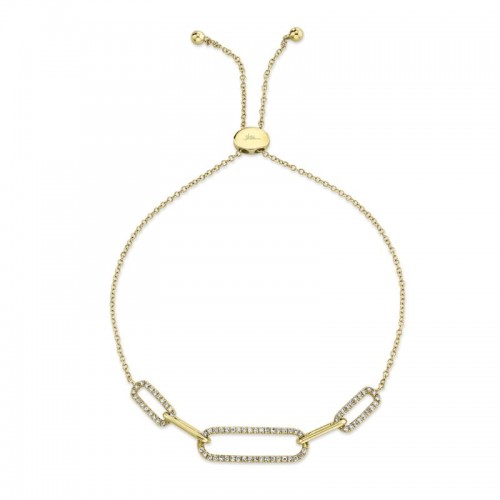 Deutsch Signature 0.24Ct Round Diamond Pave Three Station Paper Clip Link Bolo Bracelet