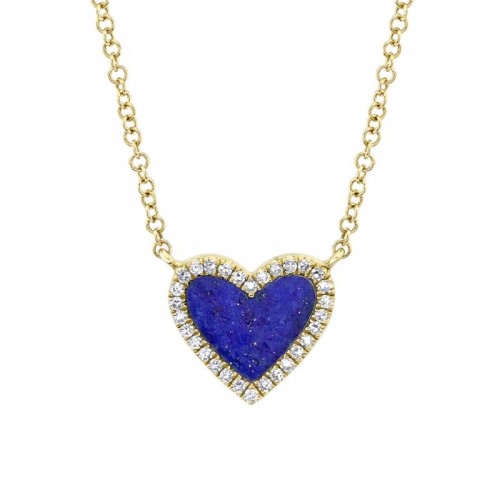 Deutsch Signature Diamond & 0.54Ct Lapis Deutsch Signature Heart Necklace