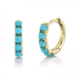 Deutsch Signature  0.43Ct Round Composite Turquoise Huggie Earrings