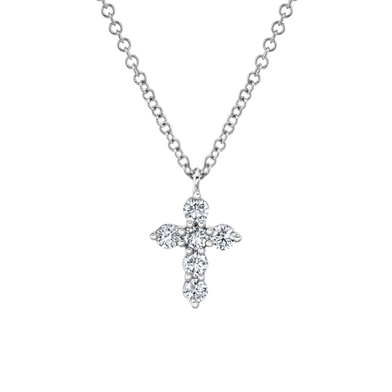 Deutsch Signature 0.25Ct Round Diamond Shared Prong Cross Necklace