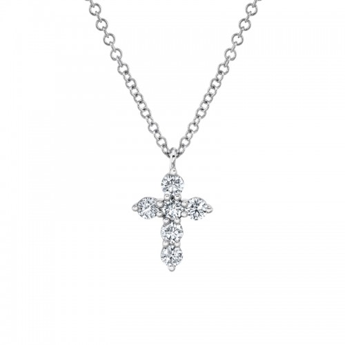 Deutsch Signature 0.25Ct Round Diamond Shared Prong Cross Necklace