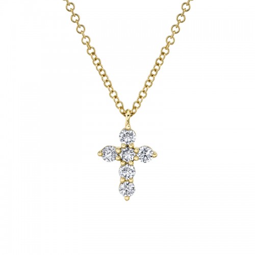 Deutsch Signature 0.25Ct Round Diamond Shared Prong Cross Pendant Necklace