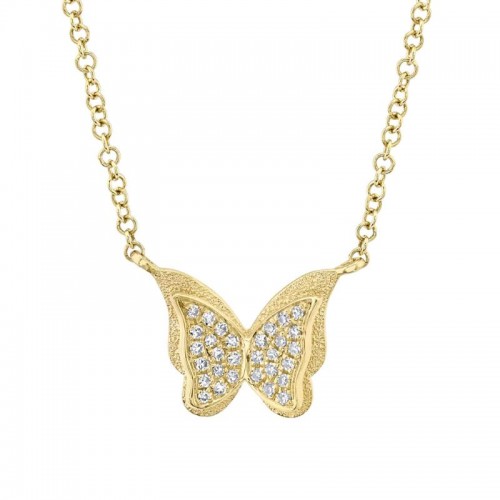 Deutsch Signature 0.06Ct Round Diamond Pave Butterfly Pendant Necklace