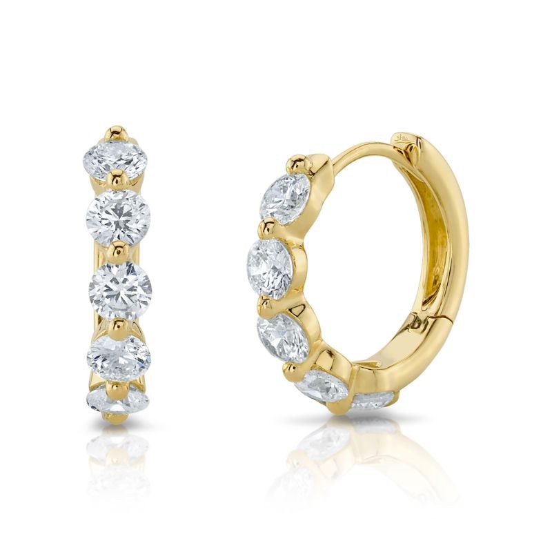 Deutsch Signature 0.92Ct Round Diamond Huggie Hoop Earrings