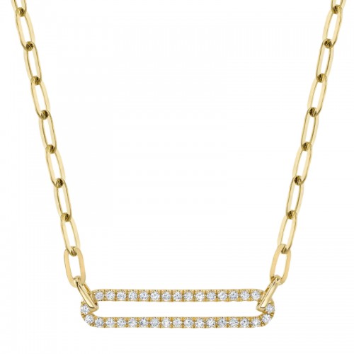 Deutsch Signature 0.26Ct Round Diamond Pave Link Paper Clip Link Necklace