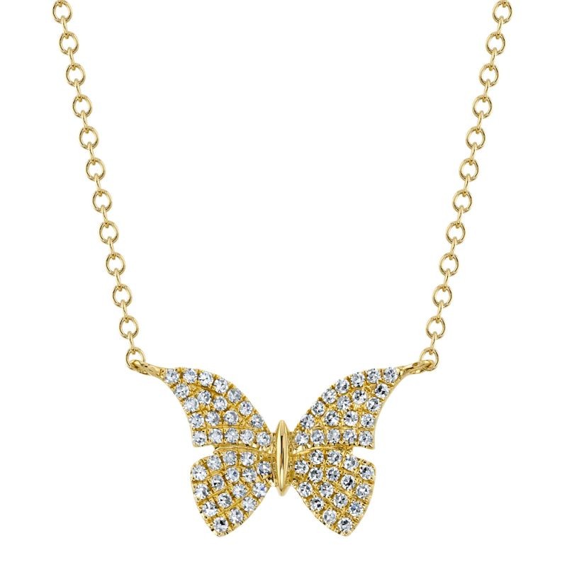 Deutsch Signature 0.15Ct Round Diamond Pave Butterfly Pendant Necklace