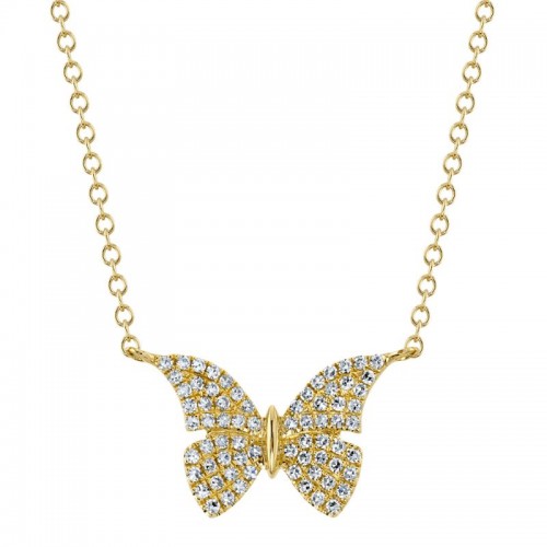 Deutsch Signature 0.15Ct Round Diamond Pave Butterfly Pendant Necklace