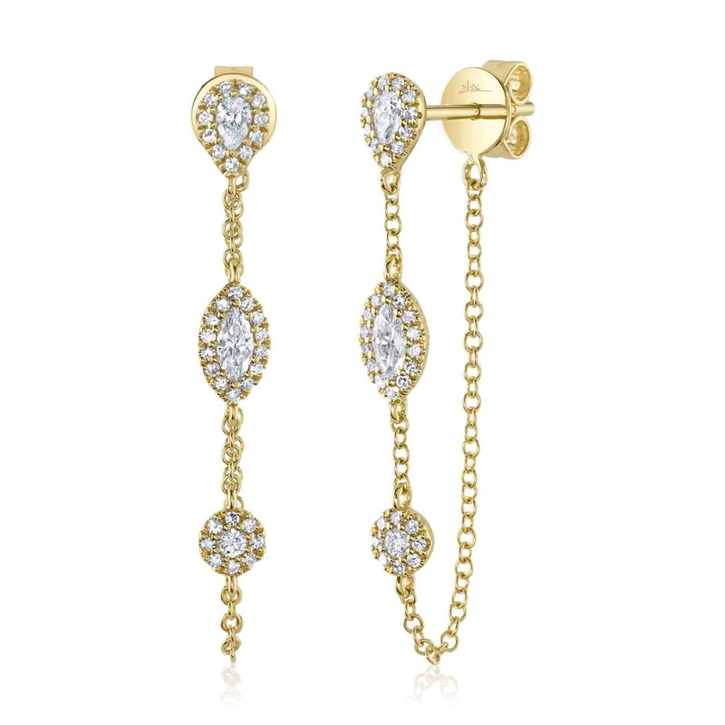 Deutsch Signature 0.48Ct Halo Dangle Double  Chain Earrings