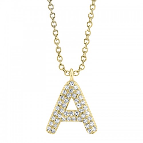 Deutsch Signature 0.09Ct Diamond Pave Necklace - Initial A