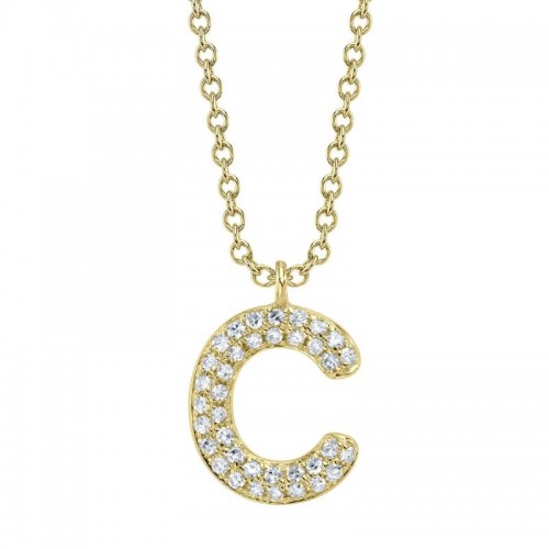 Deutsch Signature 0.08Ct Diamond Pave Necklace - Initial C