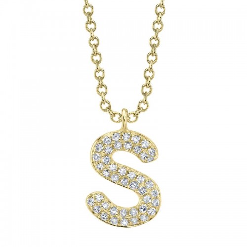 Deutsch Signature 0.09Ct Diamond Pave Necklace - Initial S